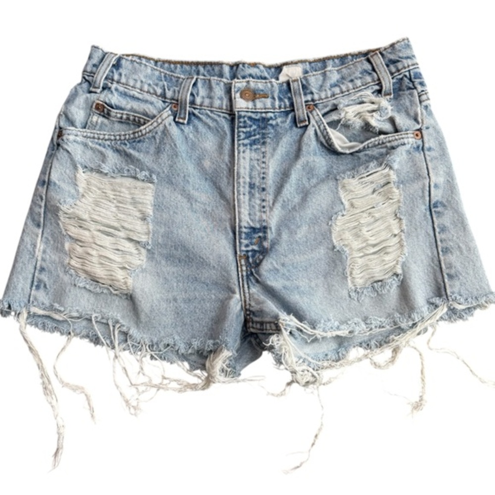 Levi's Light Blue Distressed Denim Jean Shorts